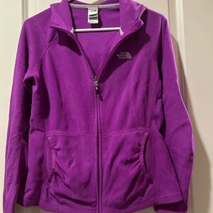 The North Face ZipUp Fleece hoodie light Jacket pockets size S purplish pink